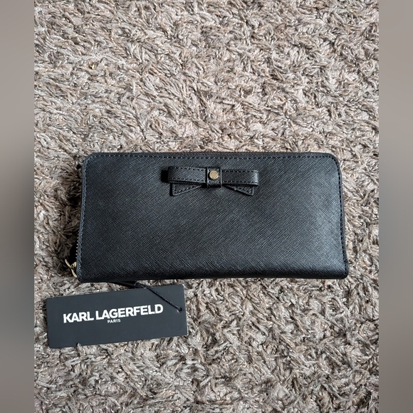 Karl Lagerfeld Handbags - NWT Karl Lagerfeld Paris Black Bow Long Zipper Wallet Women's